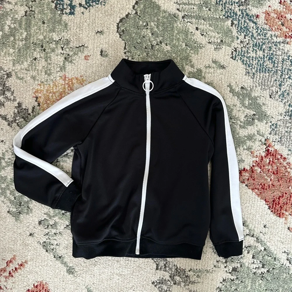 Id Ideology Kids Black & White Full Zip Track Jacket Size 6 EUC